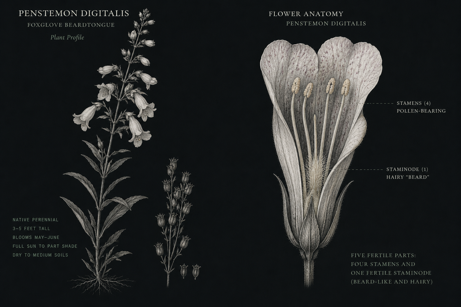 Botanical illustration of Foxglove Beardtongue