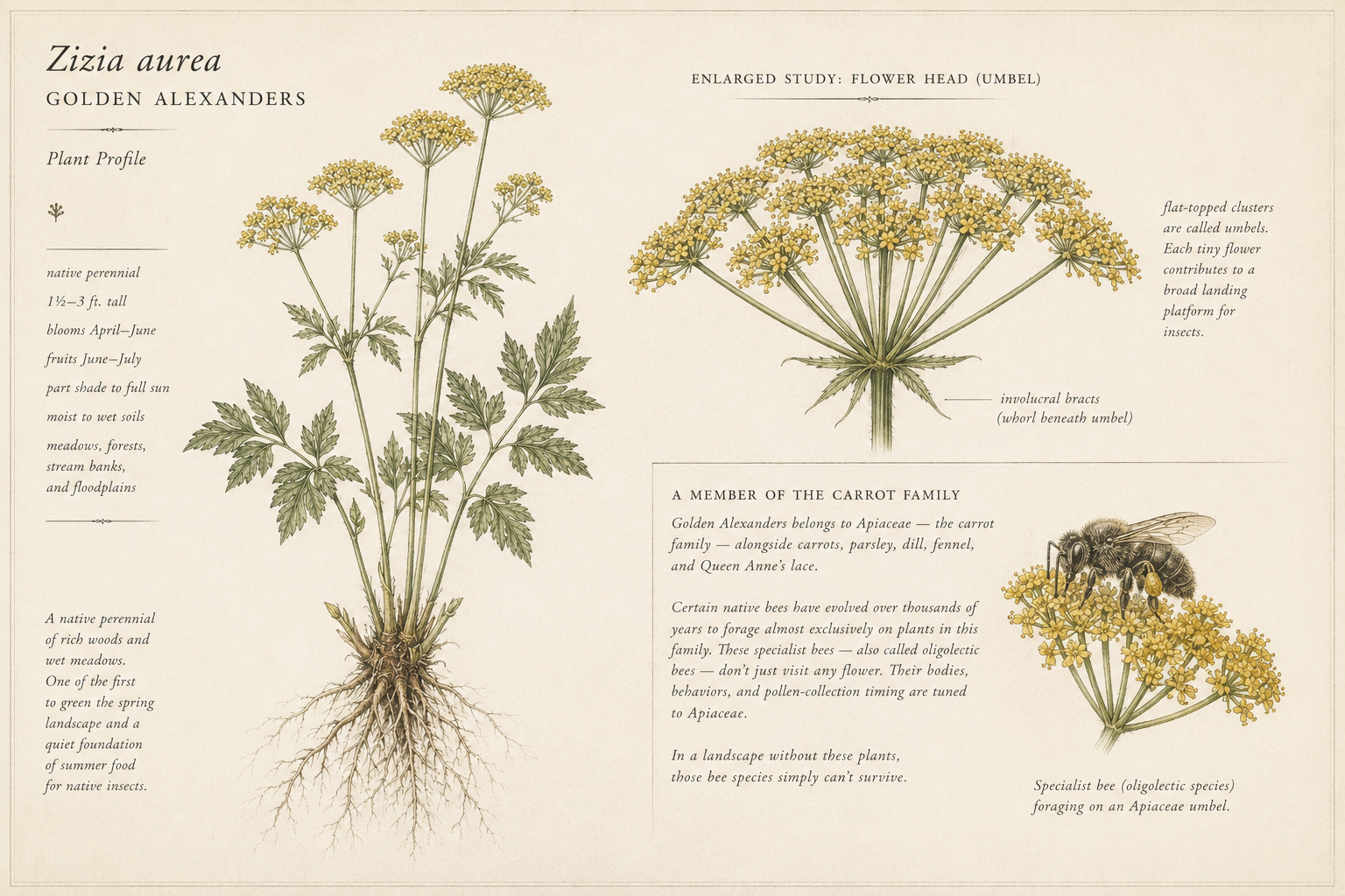 Botanical illustration of Golden Alexanders