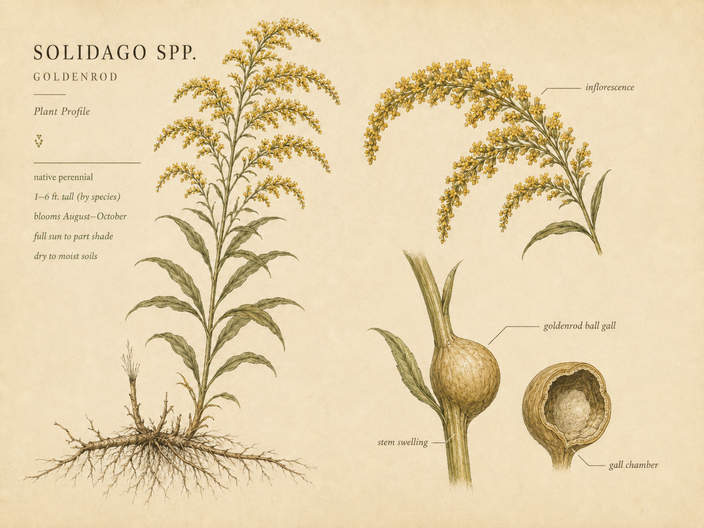 Botanical illustration of Goldenrod