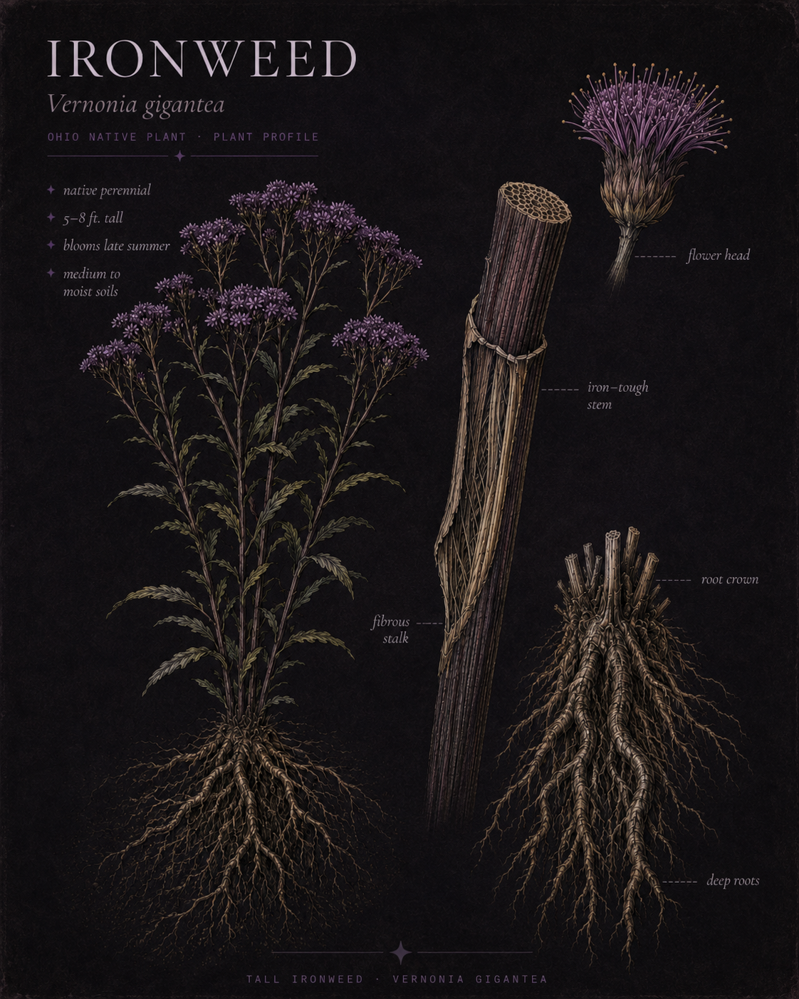 Botanical illustration of Ironweed