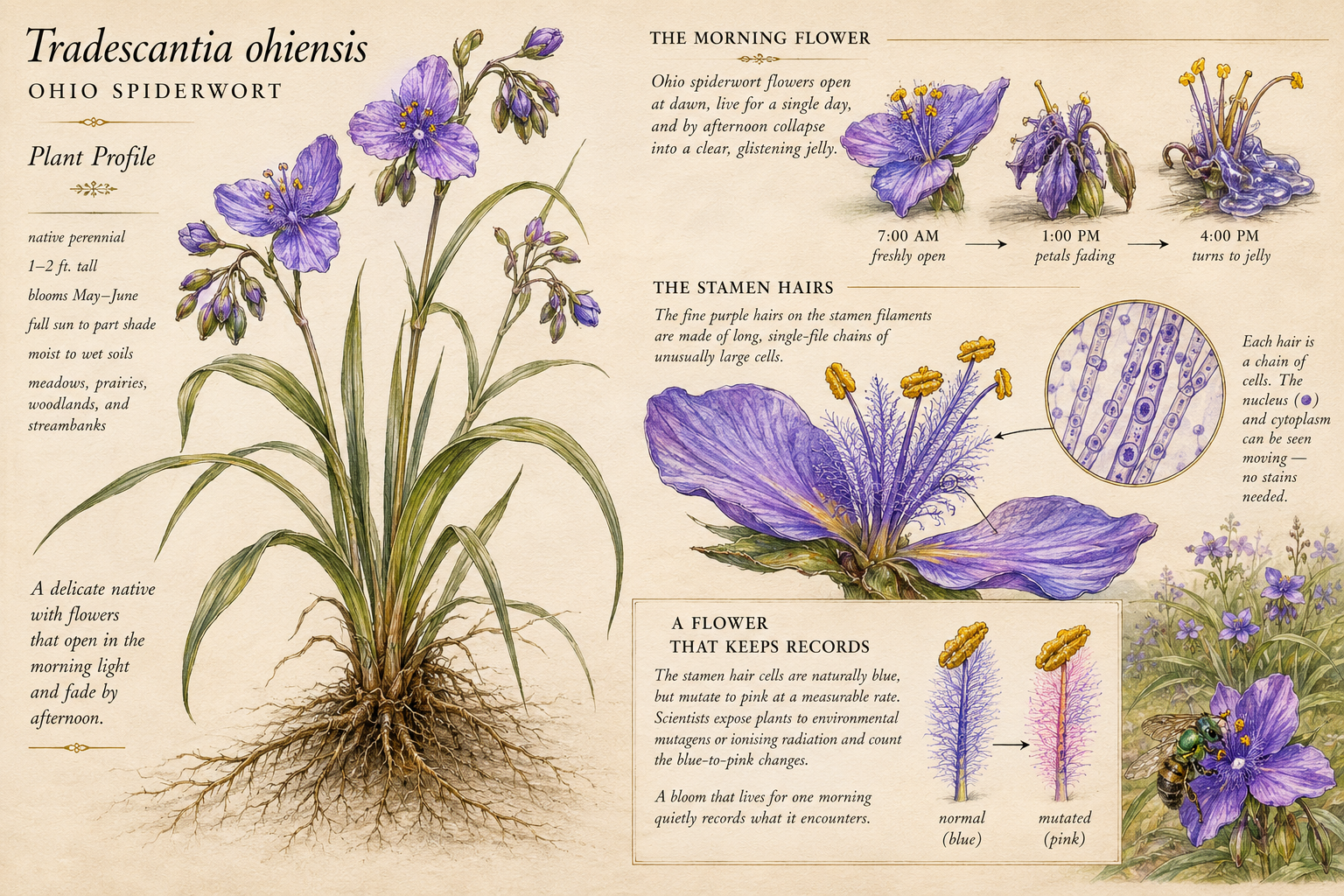 Botanical field-plate illustration of Ohio Spiderwort