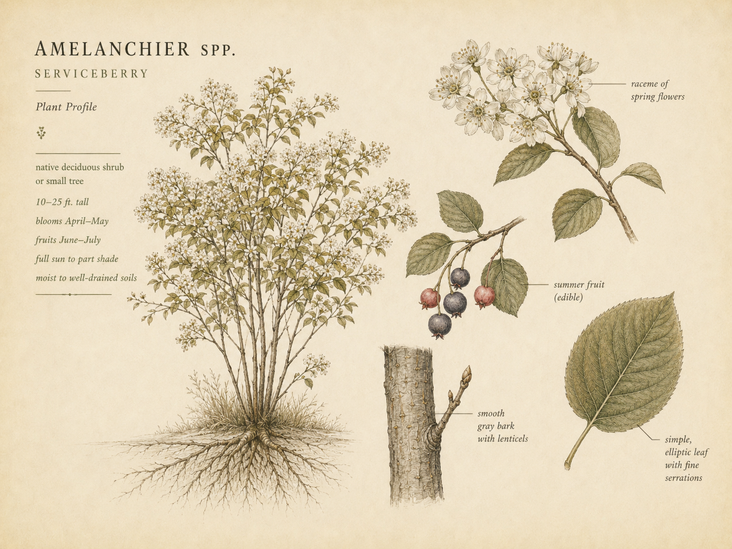 Botanical field-plate illustration of Allegheny Serviceberry