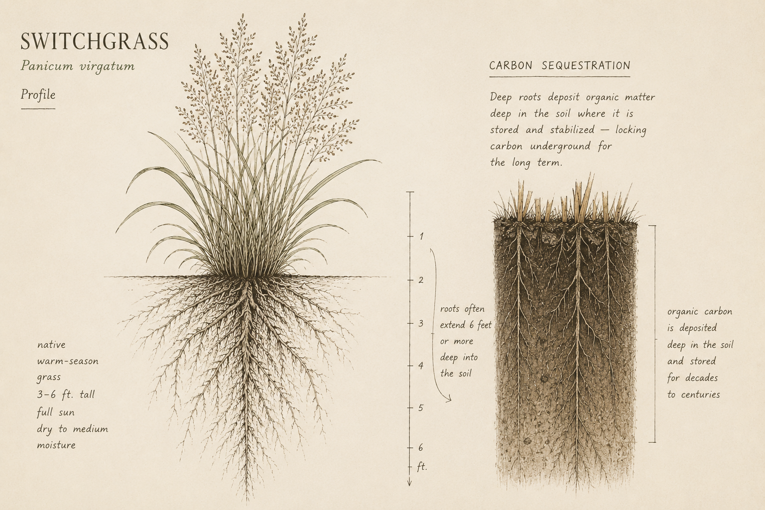 Botanical field-plate illustration of Switchgrass
