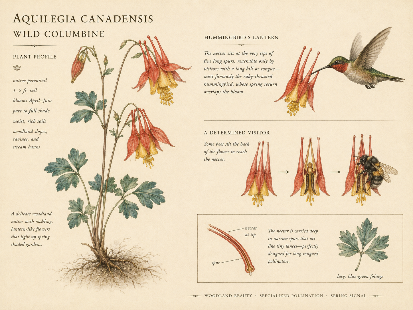 Botanical field-plate illustration of Wild Columbine