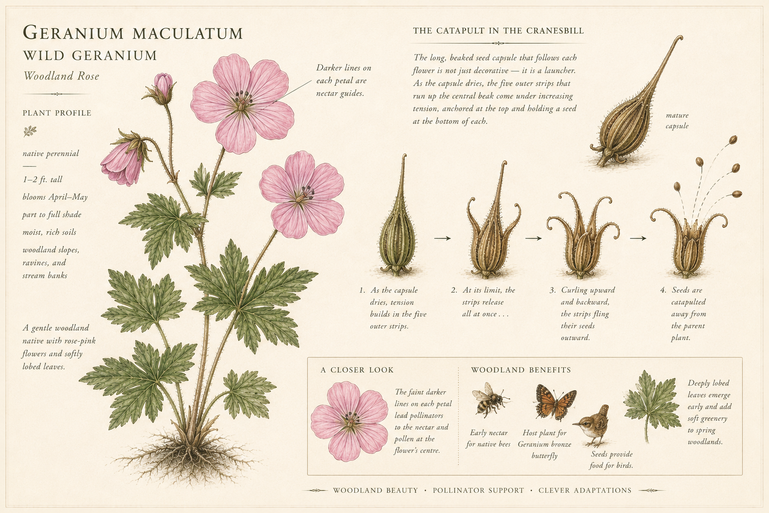 Botanical field-plate illustration of Wild Geranium